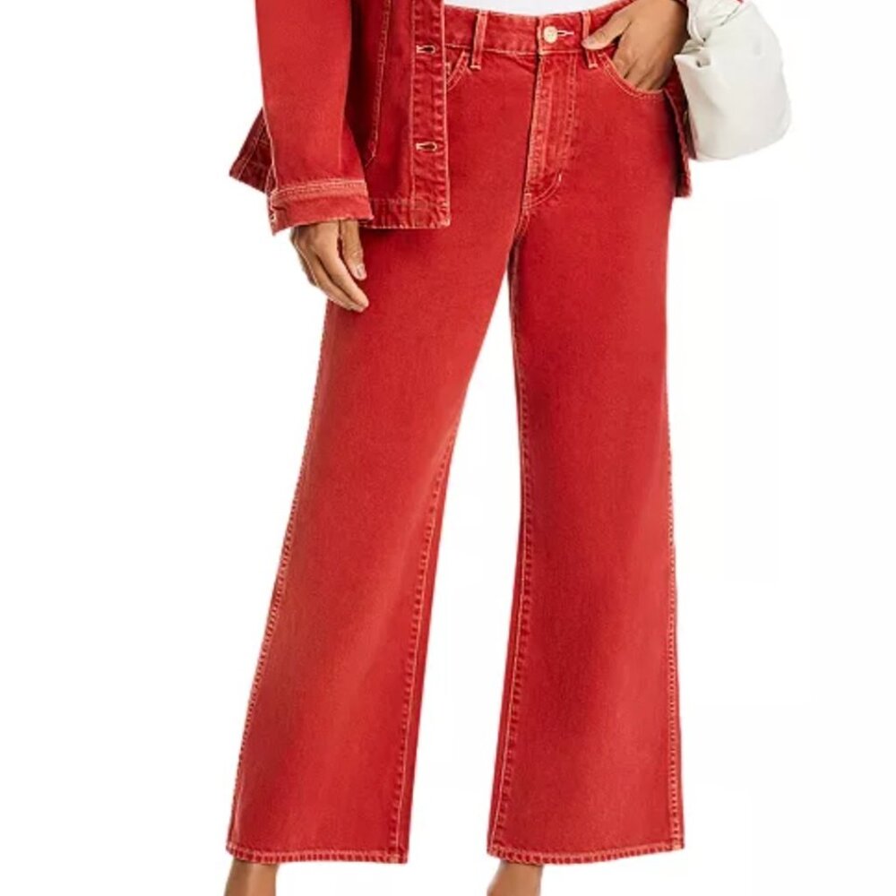 NWOT Veronica Beard Taylor Cropped High Rise Jeans in Brick Red